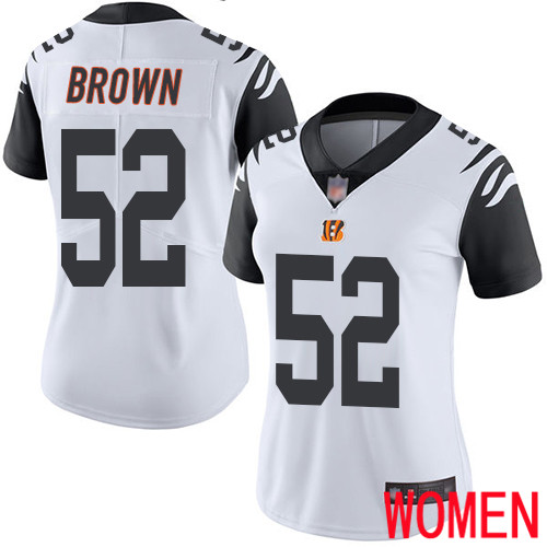Cincinnati Bengals Limited White Women Preston Brown Jersey NFL Footballl #52 Rush Vapor Untouchable